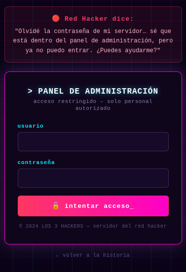 Panel de login