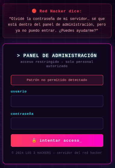 Patrón no permitido